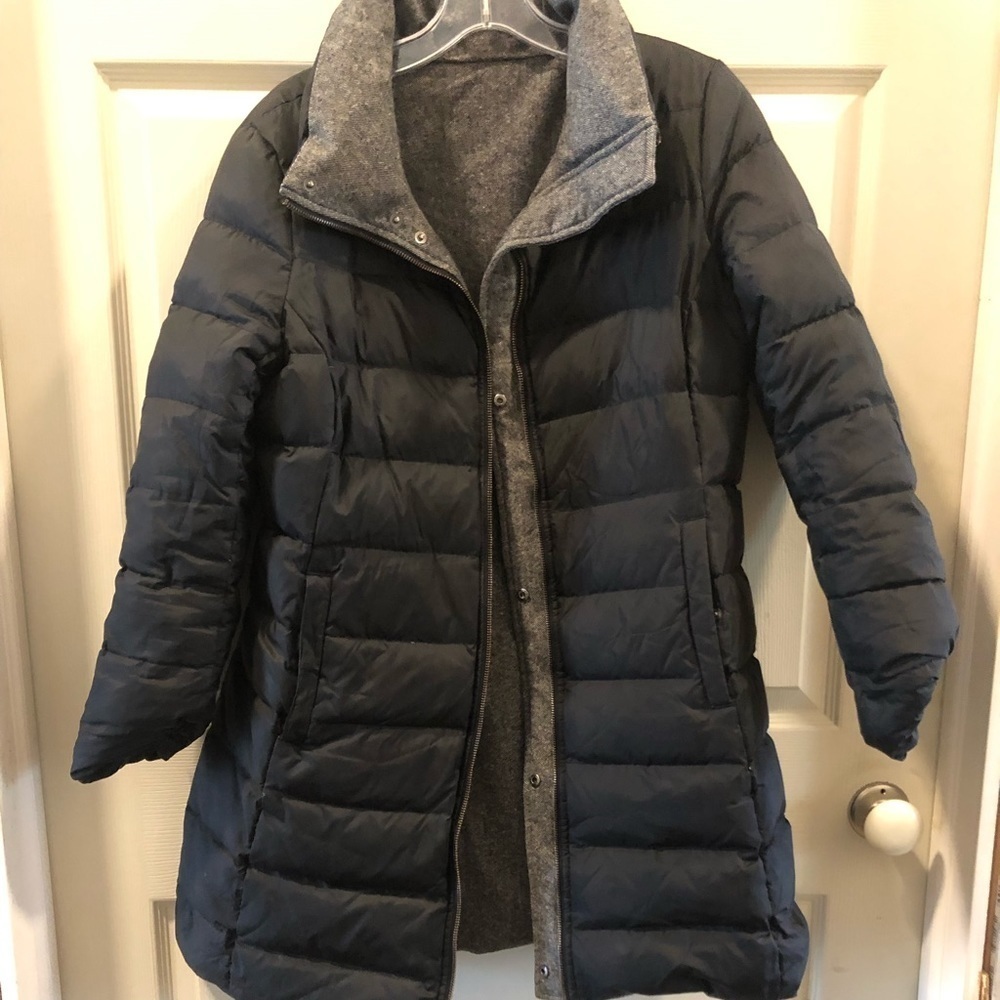 Gorgeous! Soia & Kyo Canadian Down Reversible Black Puffer/Gray Tweed Coat, L